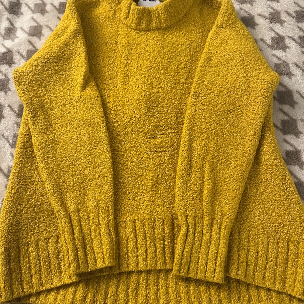 Old Navy Yellow Cowl Neck Sweater with Chunky Knit